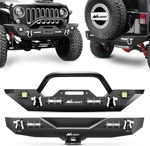 Vista 8 de Nilight - Parachoques delanteros compatibles con Jeep Wrangler JK/JKU de 2007, 2008, 2009, 2010, 2011, 2012, 2013, 2014, 2015, 2016, 2017 y 2018
