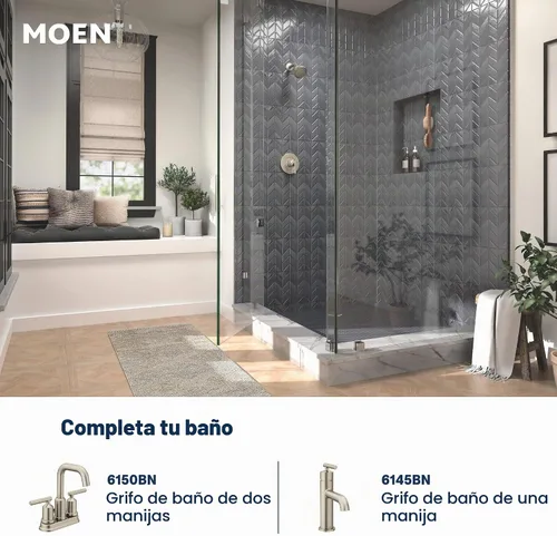 Vista 6 de Moen Gibson T2901BN - Mango de ducha moderno cromado Posi-Temp con equilibrio de presión, solo recorte, requiere válvula, T2901BN Níquel cepillado