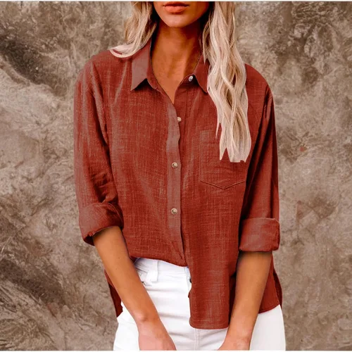 Vista 126 de SMIDOW Camisa de algodón y lino con botones para mujer