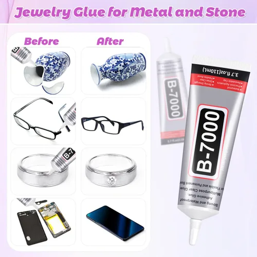 Vista 5 de Pegamento B7000 de 3.7 fl oz con punta de precisión, pegamento deslumbrante y herramienta Gem Tac Glue for Rhinestones, Strong Adhesive Jewelry