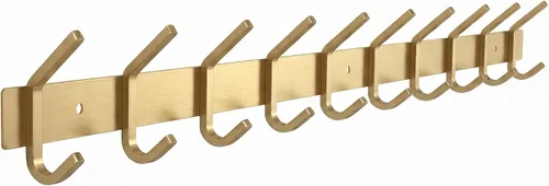 Vista 13 de Perchero de Abrigos Pequeño Negro Mate para Pared – Riel de Ganchos de Acero Inoxidable de 6 Pulgadas con 2 Ganchos Dobles para Abrigos