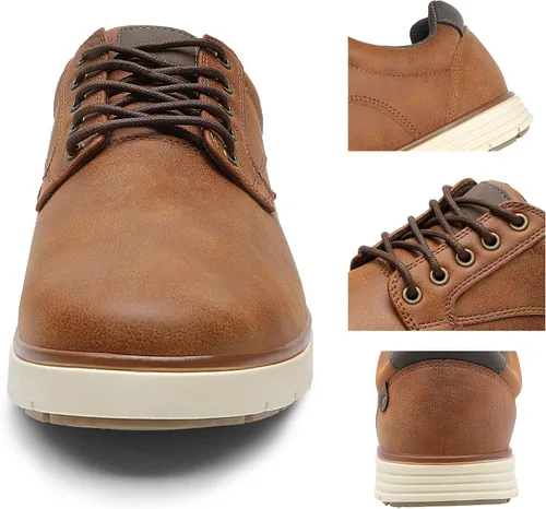 Vista 5 de Zapatos de vestir casuales para hombre, con cordones, formales, Oxford, zapatos de vestir para hombre, cómodos zapatos marrones para negocios