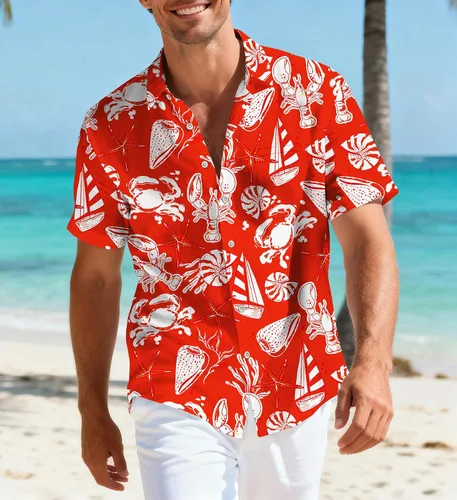 Vista 10 de Camisas hawaianas para hombre, casual, manga corta, con botones, tropical, verano, playa, con bolsillo Camisas de bolos negras para hombre