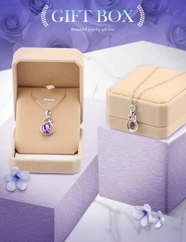Vista 5 de Joyería fina con piedra natal para mujer, piedra preciosa natural, topacio amatista, ópalo, granate, peridoto y citrino, plata de ley, collar