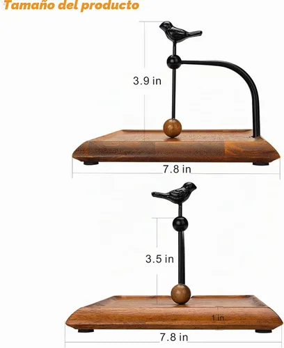 Vista 4 de Servilletero de madera para mesa, servilleteros para servilletas de papel, servilletero plano de madera con mango en forma de pájaro, decoración