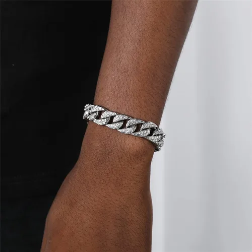 Vista 7 de Saintda Juego de cadena y pulsera de eslabones cubanos para hombres y mujeres, regalo de diamantes brillantes para niños, joyería de rapero hip hop