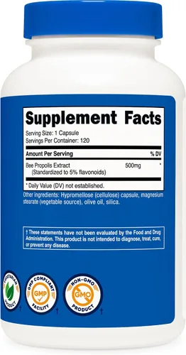 Vista 5 de Nutricost Suplemento de propóleo de abeja con 5% de flavonoides (500 mg / 120 cápsulas)