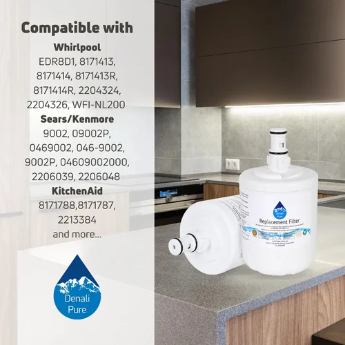 Vista 9 de 2-Pack – Whirlpool gr2shtxks02 Frigorífico Filtro de agua de repuesto Cartucho de filtro de agua para nevera Whirlpool 8171413, 8171414 COMPATIBLES