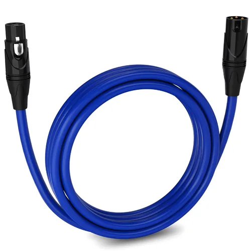 Vista 168 de LyxPro Cable de micrófono XLR hembra a macho de ángulo recto de 3 pines de 1.5 pies para altavoces amplificados, interfaz de audio, rendimiento