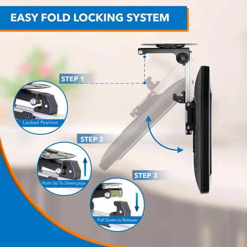Vista 5 de Mount-It! Soporte para TV y monitor abatible y para gabinete y techo para cocinas, RV y espacios pequeños Para pantallas de 13–37 pulgadas VESA