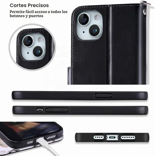 Vista 9 de ULAK Compatible con iPhone 14 Funda Cartera para Mujeres, Cubierta Plegable de Cuero PU Premium con Portador de Tarjetas, Función de Soporte Funda