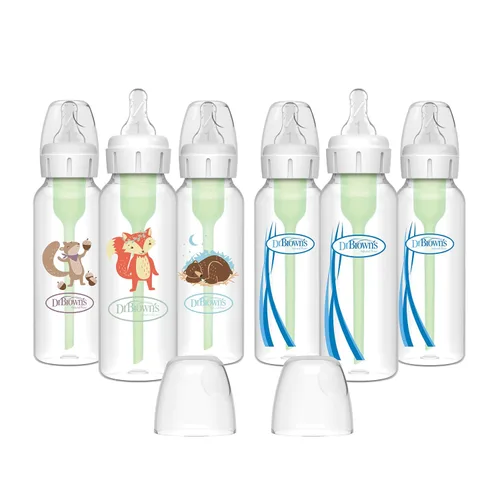 Vista 15 de Dr. Brown's Options Plus Biberones de 8 onzas, 6 unidades más 2 pezones de nivel 2 y boquillas para sorber Transparente