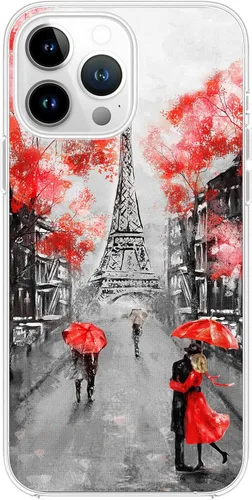 Vista 4 de Blingy's Funda para iPhone 14 Pro Max, bonito patrón de cerezas, estilo tropical, funda protectora transparente de TPU suave transparente de 6.7