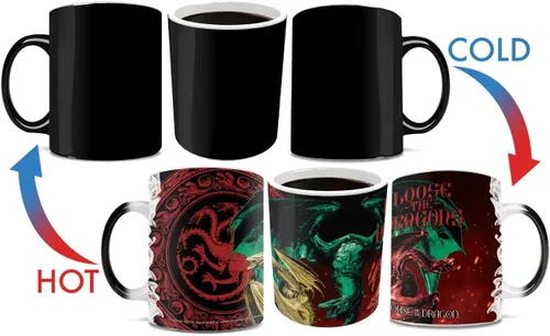 Vista 5 de Morphing Mugs House of Dragon – Loose The Dragons – Una taza de cerámica que cambia de color de 11 onzas – Imagen revelada cuando se añade líquido
