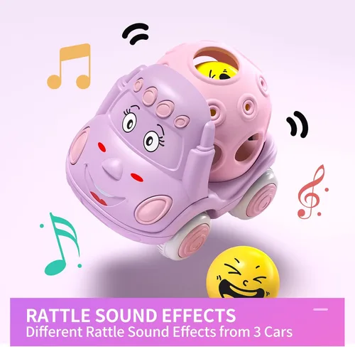Vista 4 de BeAndge Juguetes para bebés, regalos para niñas de 1 a 2 años, autos rosados para bebés de 6 a 12 años, 12 a 18 meses, camiones para niños pequeños