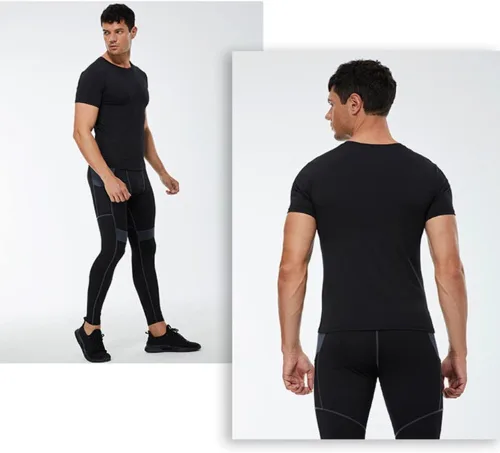 Vista 3 de Blaward Paquete de 1 o 2 camisas de compresión para hombre, manga corta, camiseta de entrenamiento de secado rápido, camiseta deportiva para correr