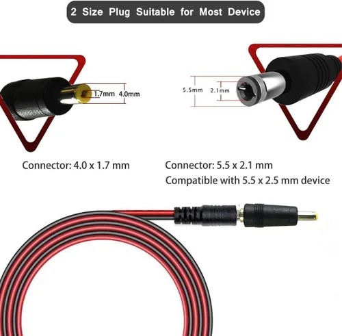 Vista 2 de DOCA Adaptador de vehículo CC Lightning Cargador de coche Cable de fuente de alimentación de 4 pies de largo para reproductor de DVD portátil