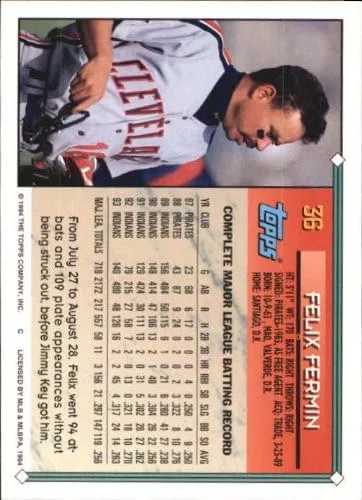 Vista 2 de 1994 Topps Gold Baseball Card #36 Felix Fermin