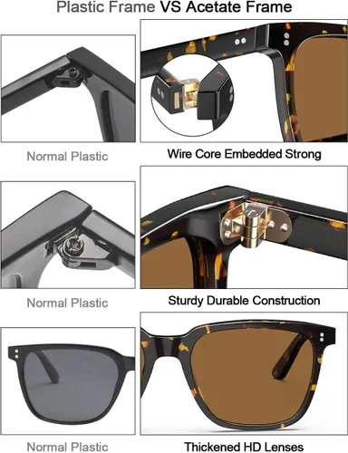 Vista 24 de Carfia Chic - Lentes de sol polarizados para mujer, protección UV400, marco de acetato pulido a mano