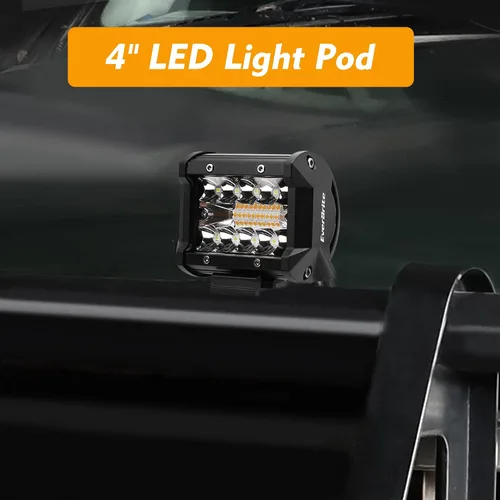 Vista 7 de EverBrite 2 cápsulas LED de 4 pulgadas y 60 W, cápsulas de luz todoterreno, estroboscópica ámbar blanco, 6 modos con función de memoria, luces LED