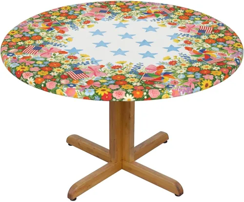 Vista 24 de Mantel redondo de Navidad con diseño de copos de nieve de Navidad para cocina, comedor, decoración de mesa de poliéster lavable para mesa de bufé