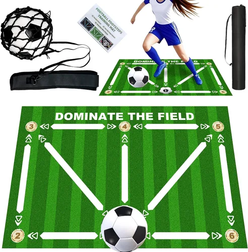 Vista 8 de Non-Slip Thickened Soccer Training Mat with Guide