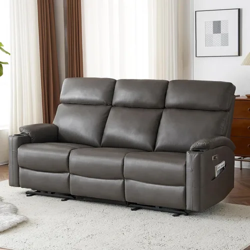 Vista 11 de Sofá biplaza reclinable eléctrico, sofá reclinable eléctrico Marrón