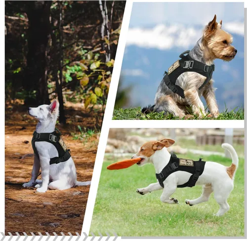 Vista 2 de Arnés táctico para perro, chaleco militar Molle para perro K9, chaleco para entrenamiento al aire libre, resistente al desgaste, arnés para perro