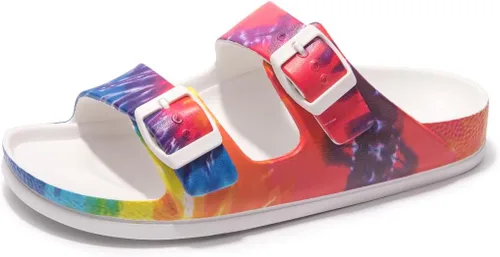 Vista 56 de FUNKYMONKEY - Sandalias bajas cómodas para mujer, hechas de etilvinilacetato, ajustables con hebilla doble