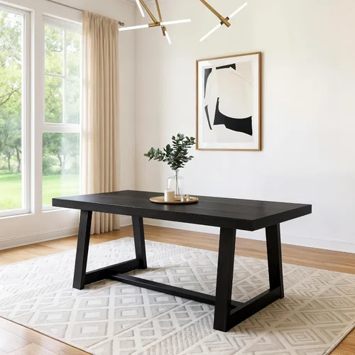 Vista 12 de Plank+Beam - Mesa de comedor de 48 pulgadas estilo granja, mesa de cocina rústica de madera maciza, mesa de comedor para el comedor, mobiliario