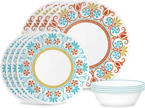 Vista 8 de Corelle Vitrelle - Juego de platos de aperitivos para ensalada de 6 piezas (6.75"), vidrio de triple capa y resistente a las astillas, platos