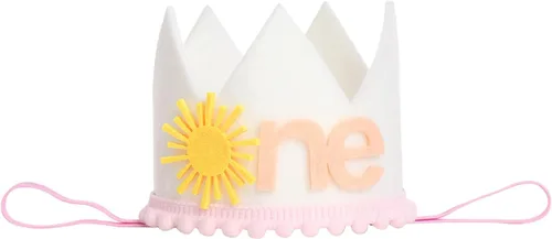 Vista 5 de ODASDO Sunshine - Conjunto de 3 piezas de traje de cumpleaños para bebé niña de un año de edad, fiesta de pastel de algodón con tutú y diadema