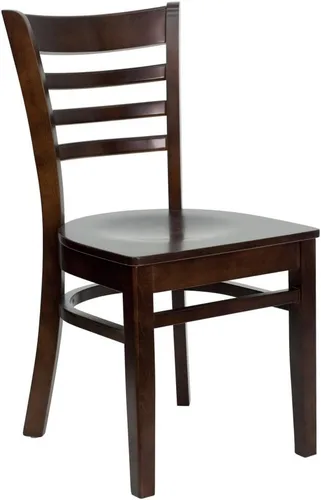 Vista 23 de Flash Furniture HERCULES Series Silla de restaurante de madera natural con respaldo de escalera - Asiento de vinilo burdeos Asiento de vinilo