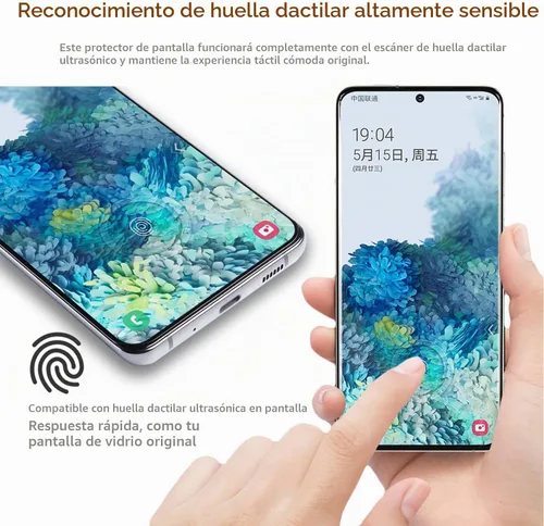 Vista 3 de Samsung Galaxy S20 Protector de pantalla de vidrio templado con protector de lente de cámara [cubierta curva 3D] [compatible con huellas dactilares]