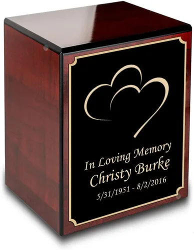 Vista 28 de GetUrns Caja conmemorativa de urna de cremación de cereza pequeña grabada personalizada para cenizas (gloria americana)