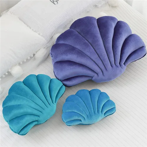 Vista 4 de Patty Both Seashell - Almohada decorativa de terciopelo con forma de concha de mar, almohadas decorativas para cama, sofá, decoración del hogar