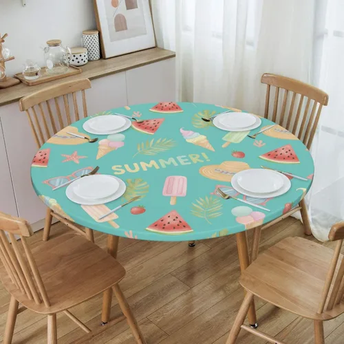 Vista 31 de Decorative Round Tablecloth Fitted Elastic 26" - 30" Butterfly Waterproof Table Cloth Cover Stretch Table Pad Cover for Parties Weddings Banquet