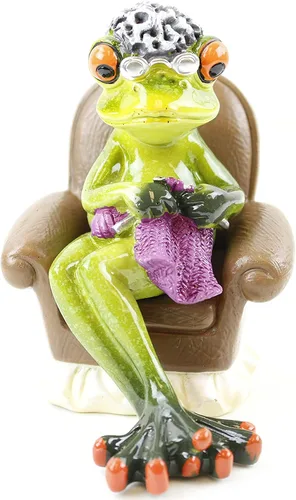 Vista 10 de Figuras divertidas de rana ~ Estatua de mesa Decoración del hogar (G16617)... (cochecito de papá)
