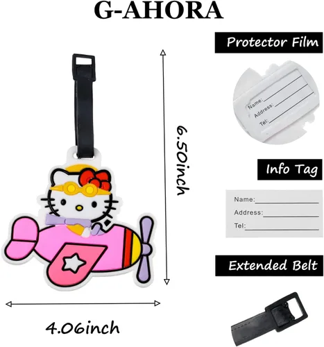 Vista 2 de Etiqueta de equipaje de gatito y gato, etiqueta de equipaje para bolsa de viaje, etiquetas de identificación para maleta, etiquetas para maletas