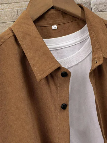 Vista 3 de Verdusa Camisa casual con botones para hombre de manga corta con cuello