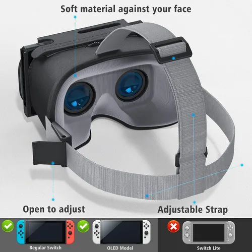 Vista 7 de Auriculares Switch VR compatibles con Nintendo Switch y OLED actualizados con lentes HD ajustables lentes de realidad virtual