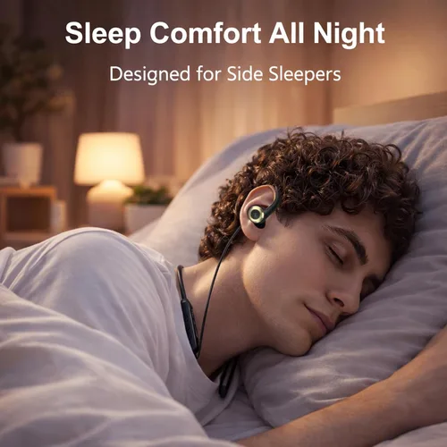 Vista 9 de NANAMI Auriculares de oído abierto inalámbricos Bluetooth, cómodos auriculares con gancho para las orejas para dormir de lado, ajuste sin presión