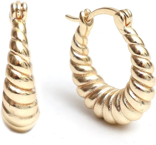 Vista 22 de Gempires - Aretes ligeros y gruesos, delicados y minimalistas, hipoalergénicos, chapados en oro, sin deslustre, diseño clásico, para uso diario