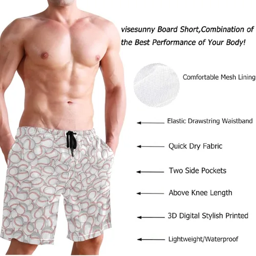 Vista 4 de visesunny Traje de baño para hombre con estilo de secado rápido, ropa de playa, pantalones cortos para natación, trajes de baño para fiestas