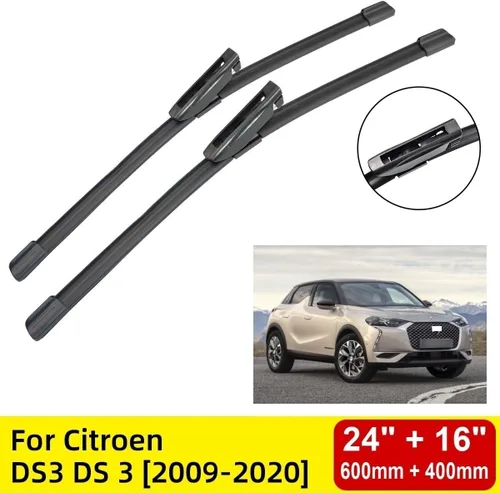 Vista 2 de Limpiaparabrisas delantero compatible con Citroen DS3 DS 3 2009-2020 parabrisas ventana 24 + 16 pulgadas 2012 2013 2014 2015 2016 2017 2018 2019