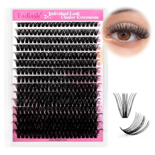Vista 43 de Extensiones de pestañas individuales de 120 unidades, racimos de pestañas con rizado D, bandeja de longitud mixta, extensiones de pestañas