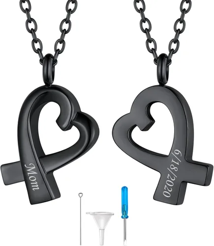 Vista 257 de FindChic Collares personalizados con urna para cenizas, barra vertical, gato, luna, reloj de arena, garra de perro, acero inoxidable, chapado en oro