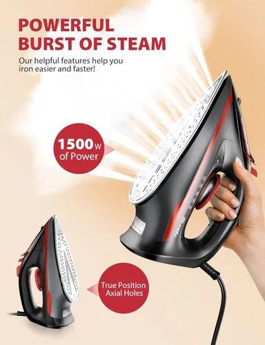 Vista 2 de Home Steam Plancha de vapor azul de 1500 W y vaporizador vertical, tanque a prueba de fugas de 11.8 fl oz, seguridad de apagado automático, ráfaga