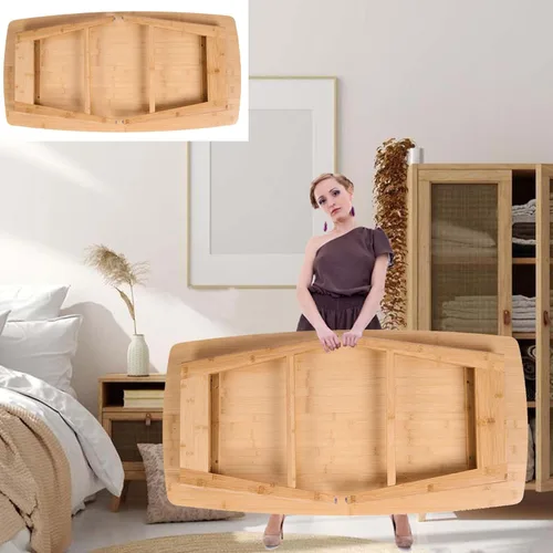 Vista 7 de Mesa de centro plegable de bambú, escritorio de suelo para adultos, mesa baja para sentarse en el suelo, mesa plegable para sala de estar, mesa