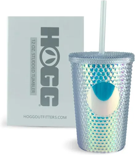 Vista 13 de Hogg Vaso Tachonado de 12 onzas con Tapa y Pajita - Negro, Vaso Reutilizable para Café Helado, Vaso Brillante para Mujeres, Taza de Diamantes